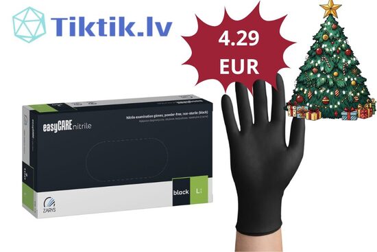 Nitrila cimdi melni, bez pūdera EasyCare Zarys, 100 gab iepakojums